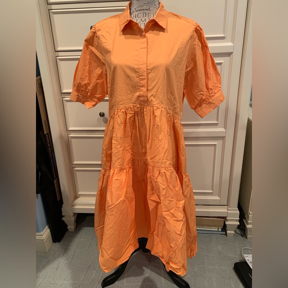 NWT Missguided Orange Poplin Extreme Oversized Smock Shirt Dress